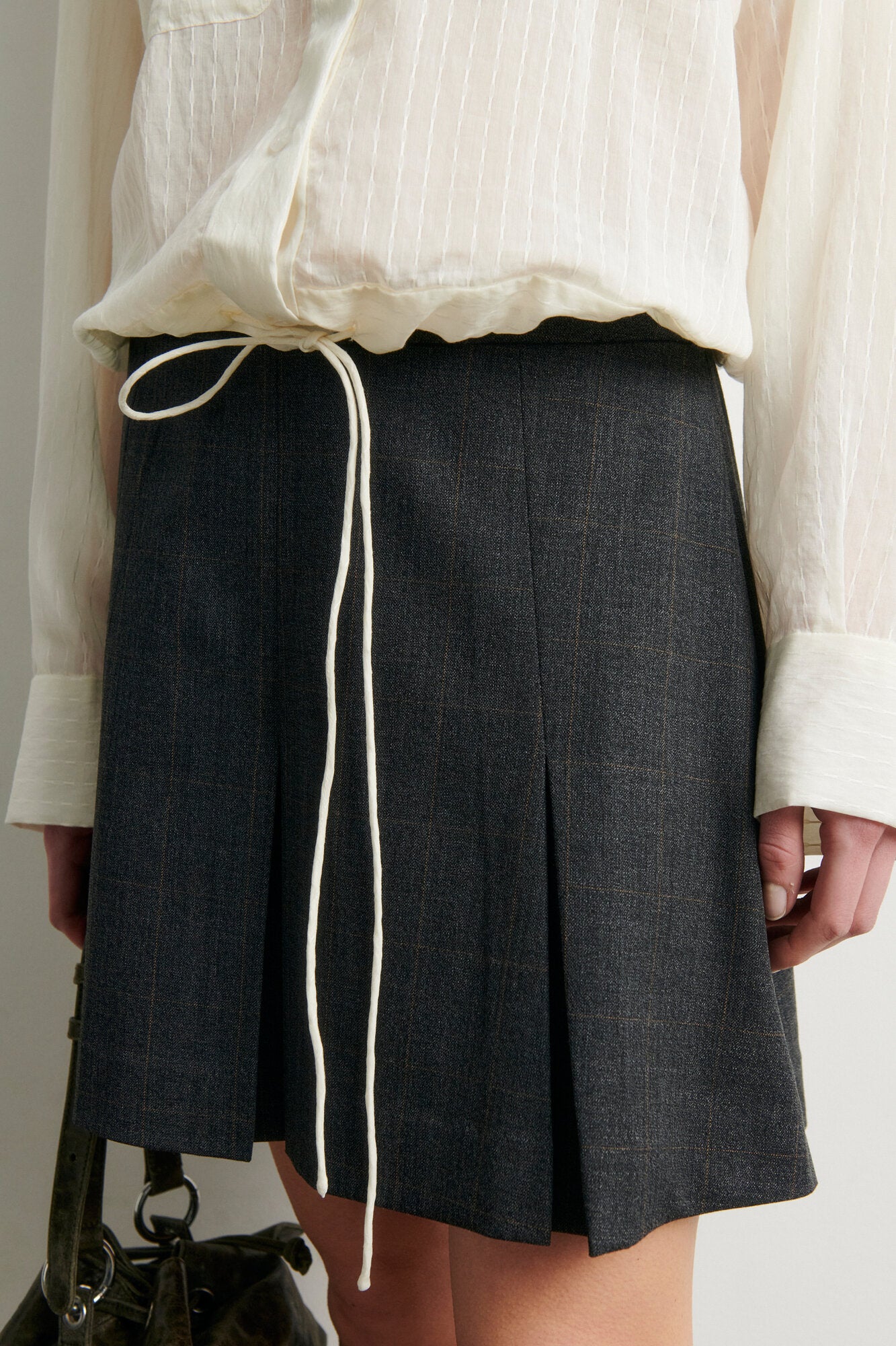 Anjou kort nederdel - Dark Grey Melange