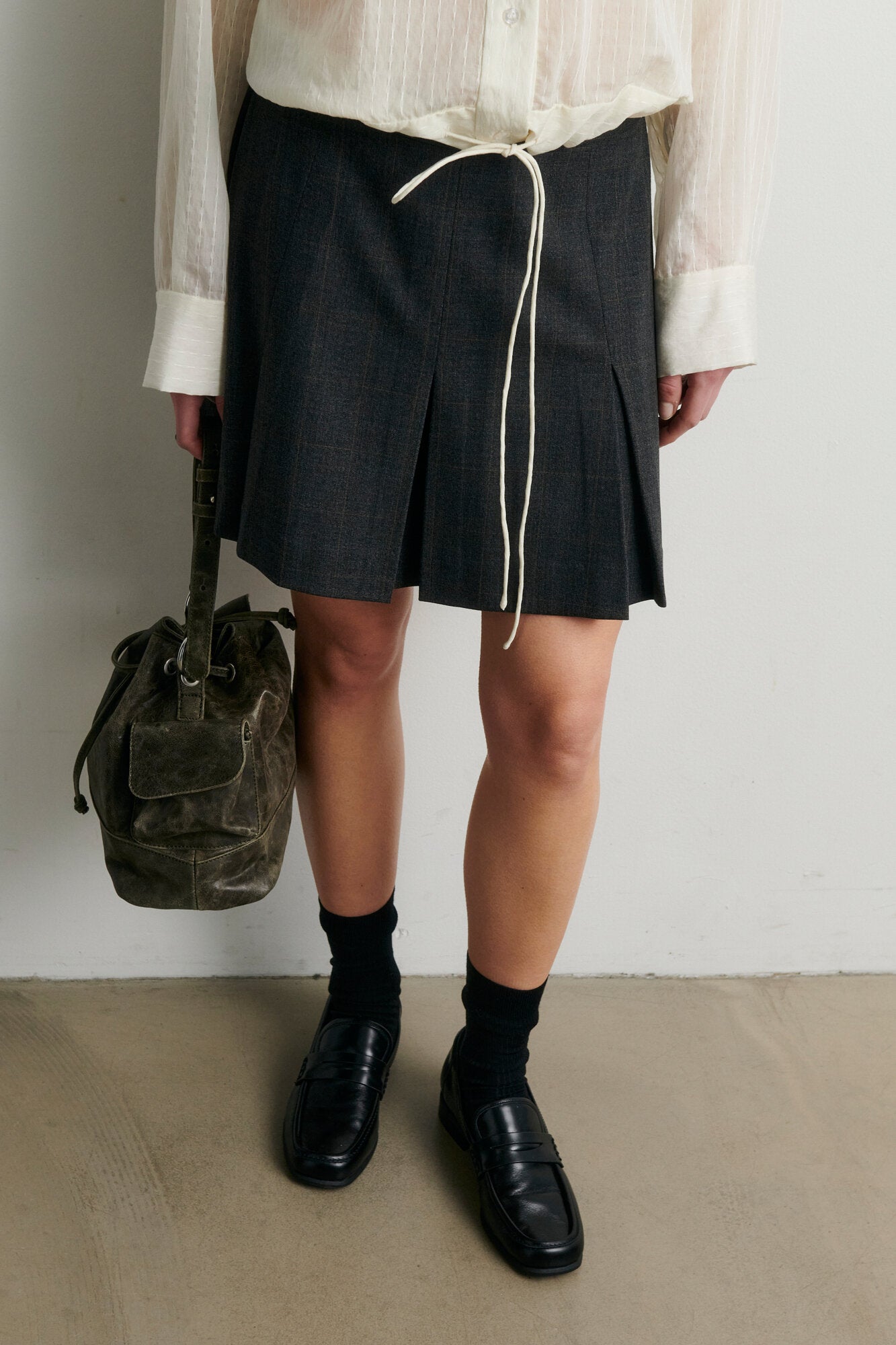Anjou kort nederdel - Dark Grey Melange