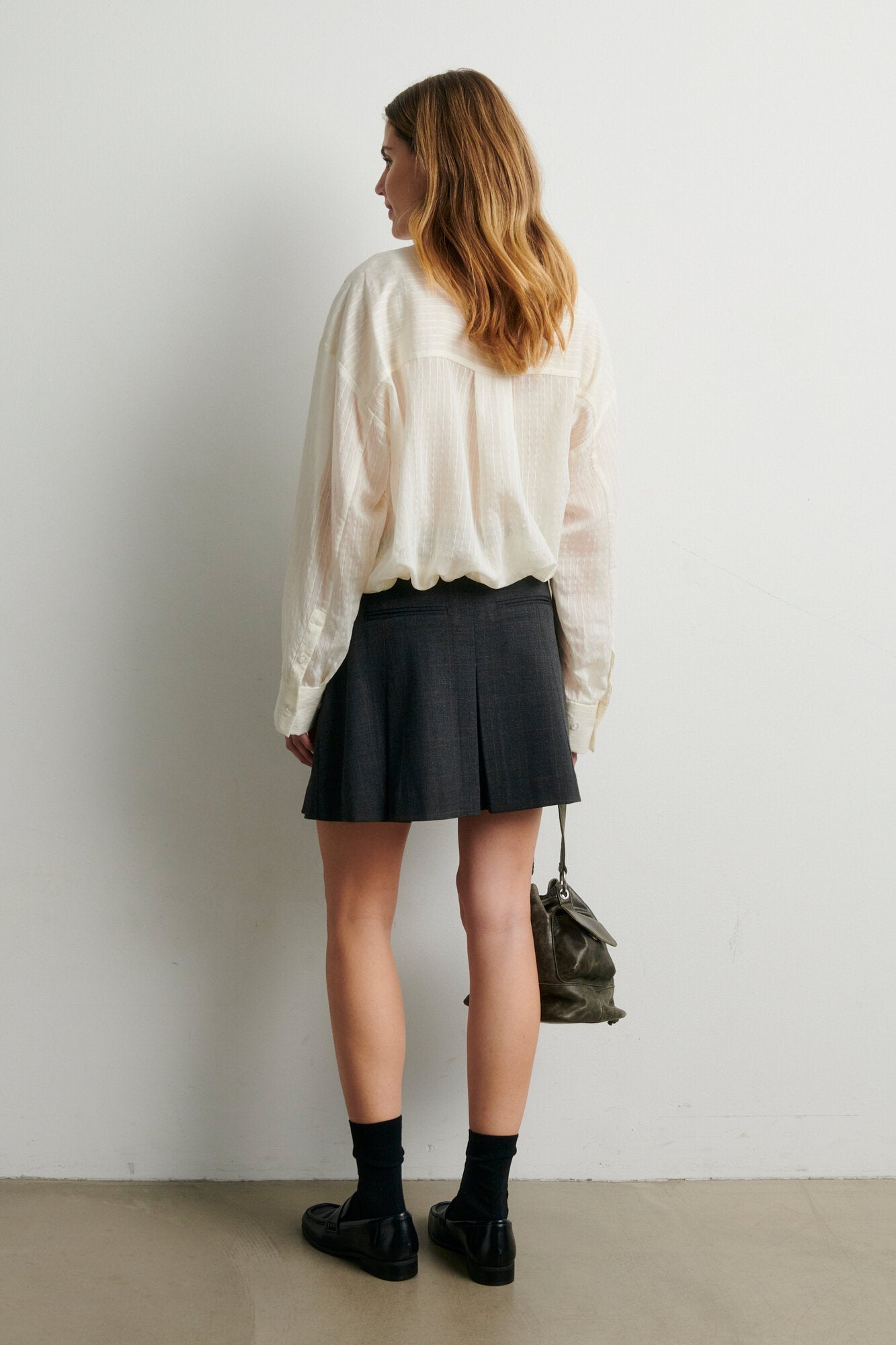 Anjou kort nederdel - Dark Grey Melange