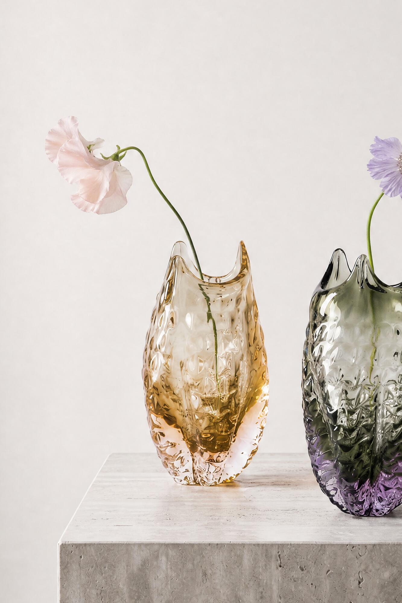 Lyngblomst vase, H25 cm – Champagne/Rosa
