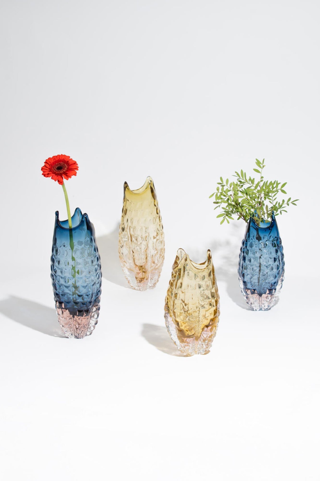 Lyngblomst vase, H25 cm – Blue Smoke/Rosa