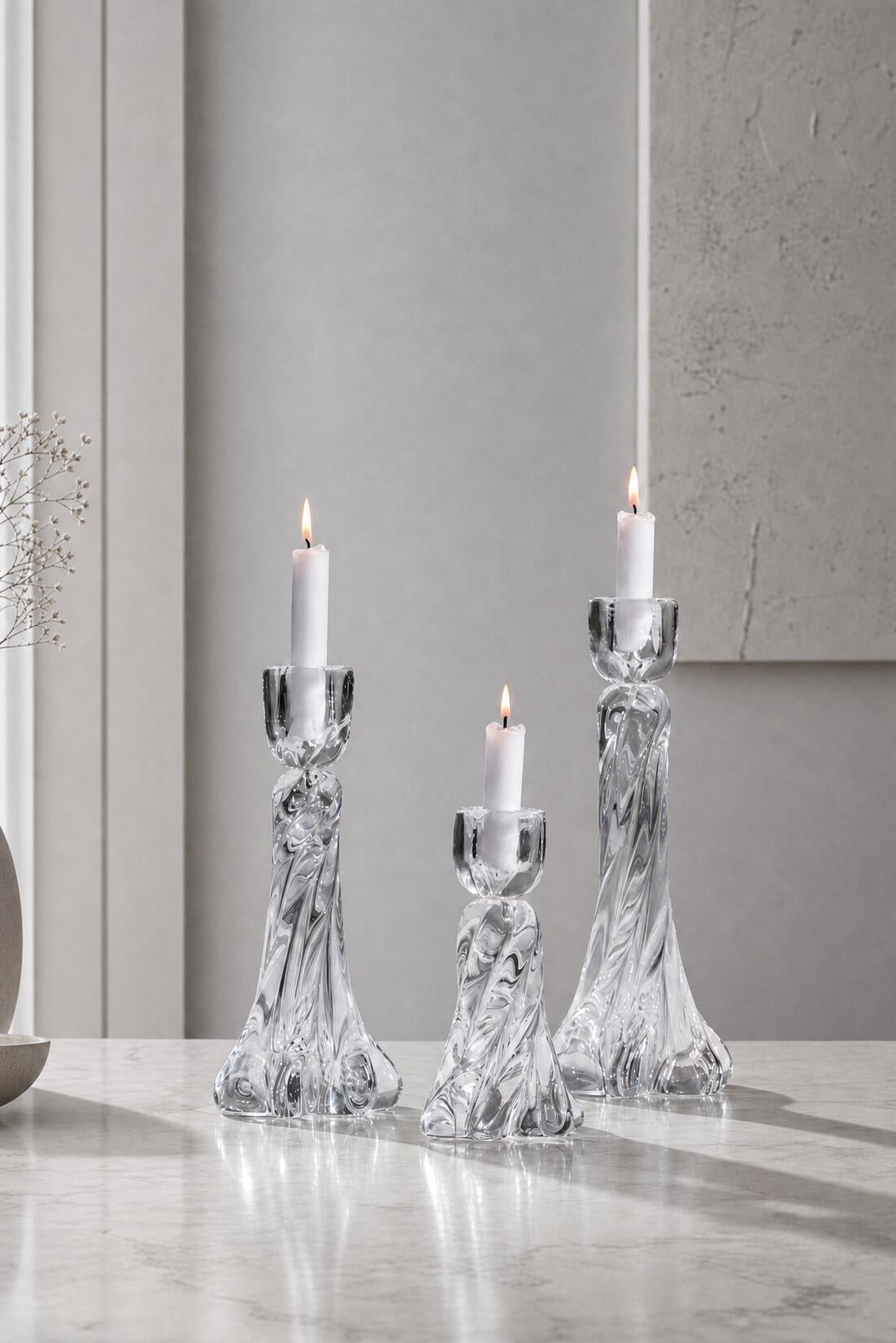 Tuva lysestage, H17 cm – Crystal