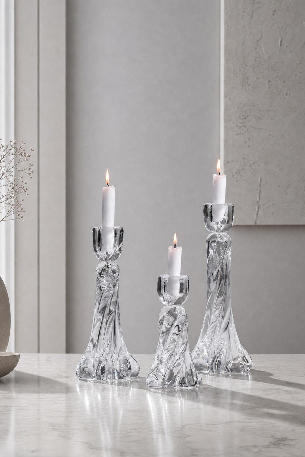 Tuva lysestage, H30 cm – Crystal