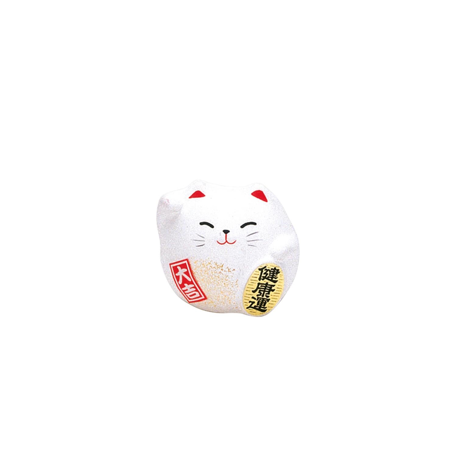 Lucky Cat figur, hvid - H5,5 cm
