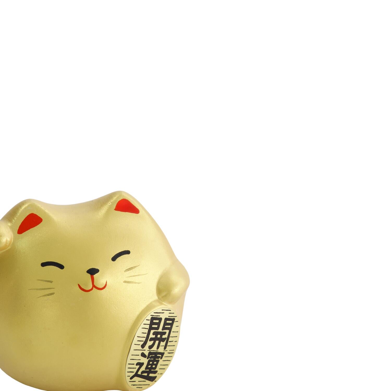 Lucky Cat figur, guldfarvet - H5,5 cm