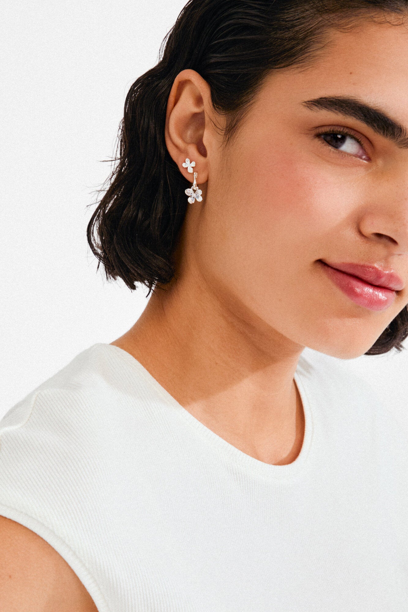 Ajani 2-i-1 sæt øreringe - sølvbelagt