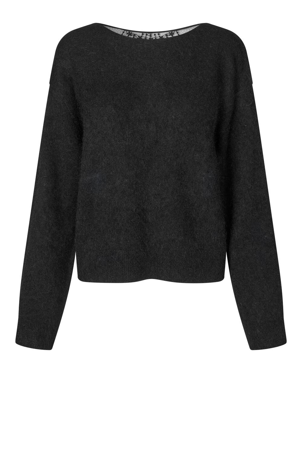 Brook Lace O-Neck striktrøje – sort