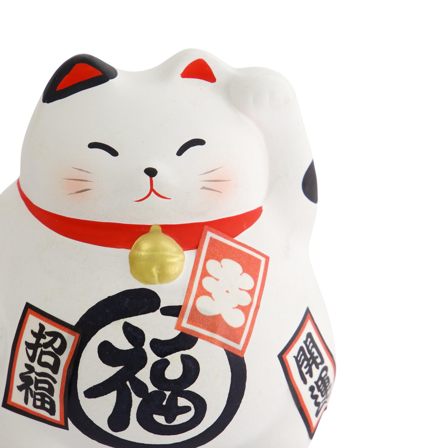 Lucky Cat figur, hvid - H9 cm