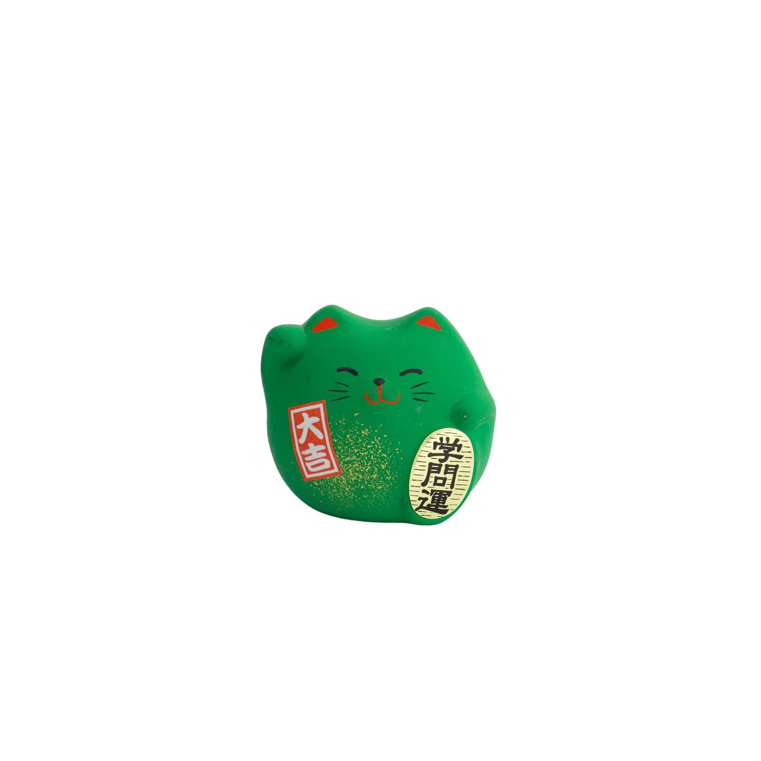 Lucky Cat figur, grøn - H5,5 cm