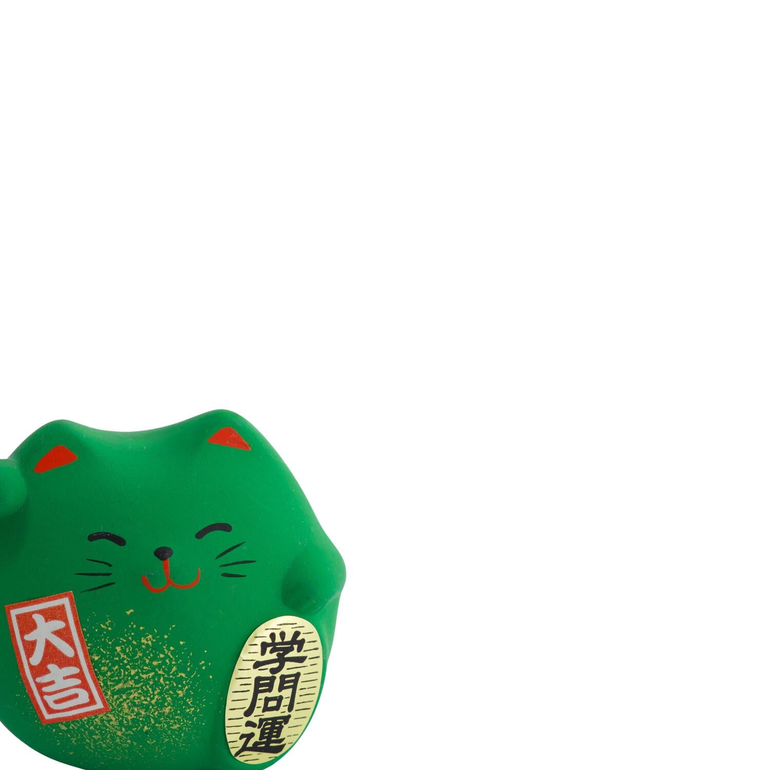 Lucky Cat figur, grøn - H5,5 cm