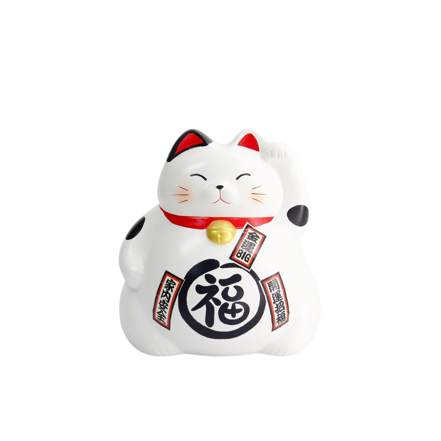 Lucky Cat figur, hvid - H21 cm