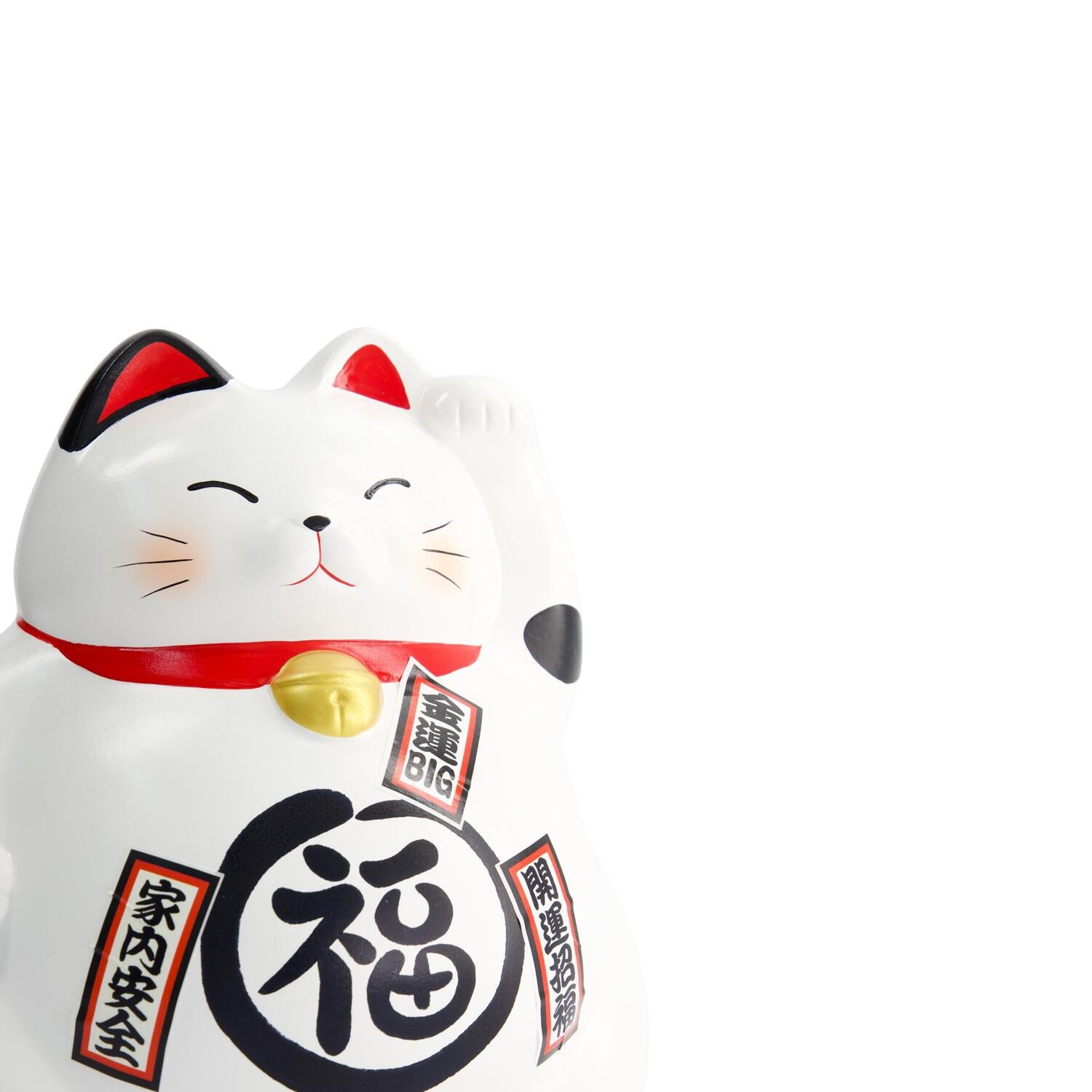 Lucky Cat figur, hvid - H21 cm