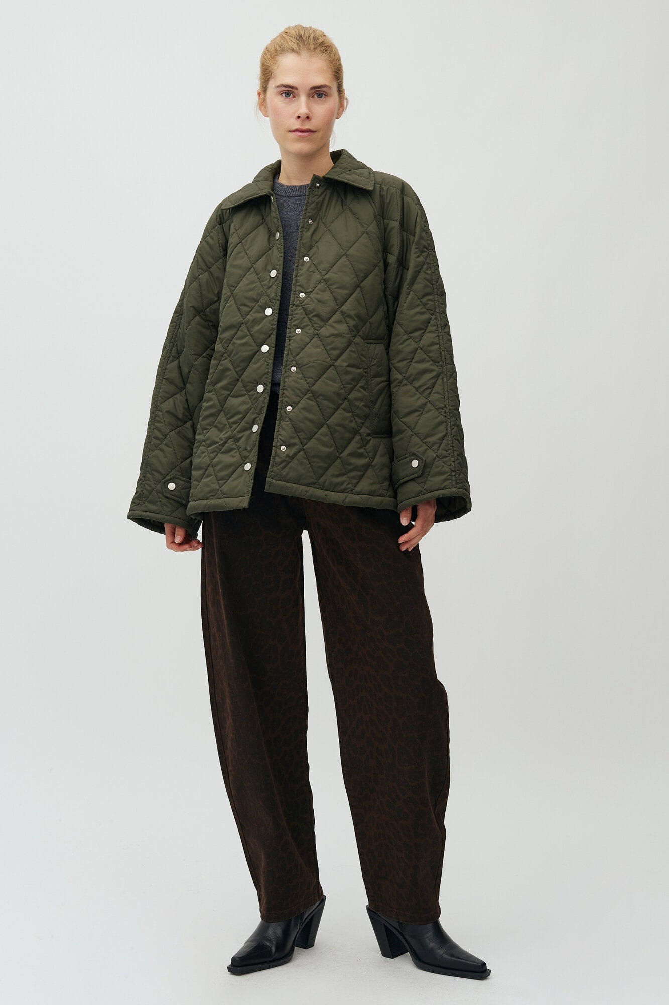 Elcina-M quilted jakke - Warm olive