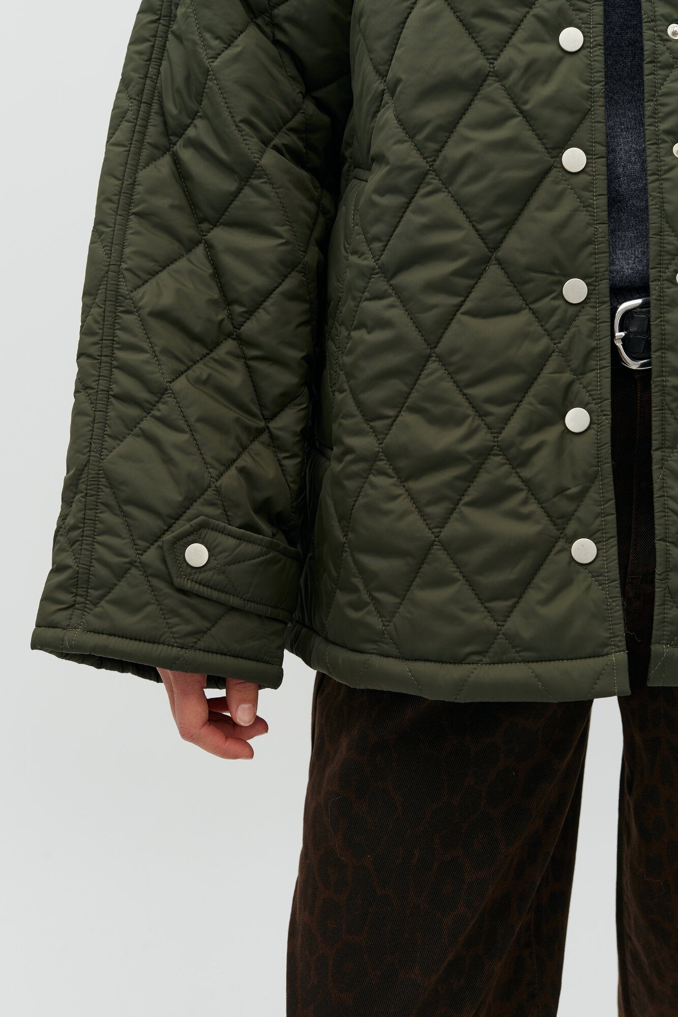 Elcina-M quilted jakke - Warm olive