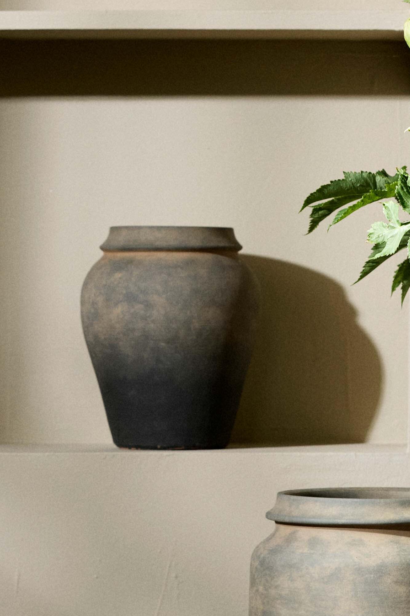 Miren potte/vase, H25 cm - sort/brun
