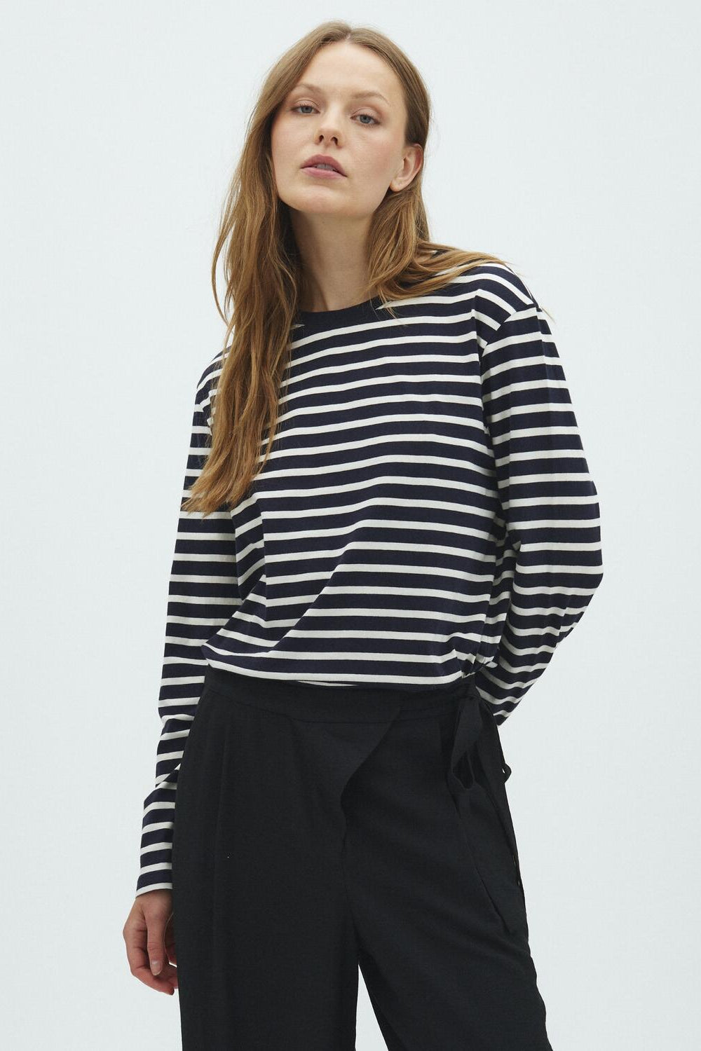 Suvi-M langærmet bluse - Night Sugar Stripe