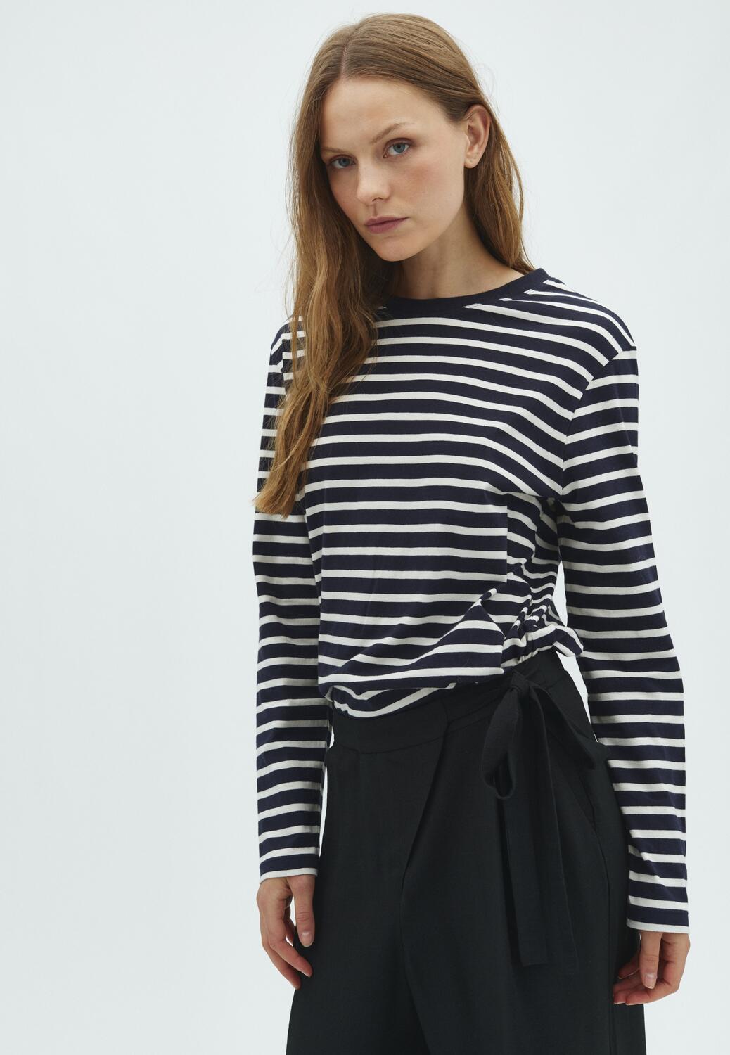 Suvi-M langærmet bluse - Night Sugar Stripe
