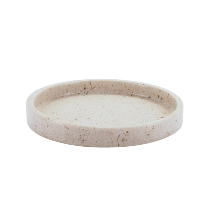 Rundt fad i sandsten, beige - Ø20 cm