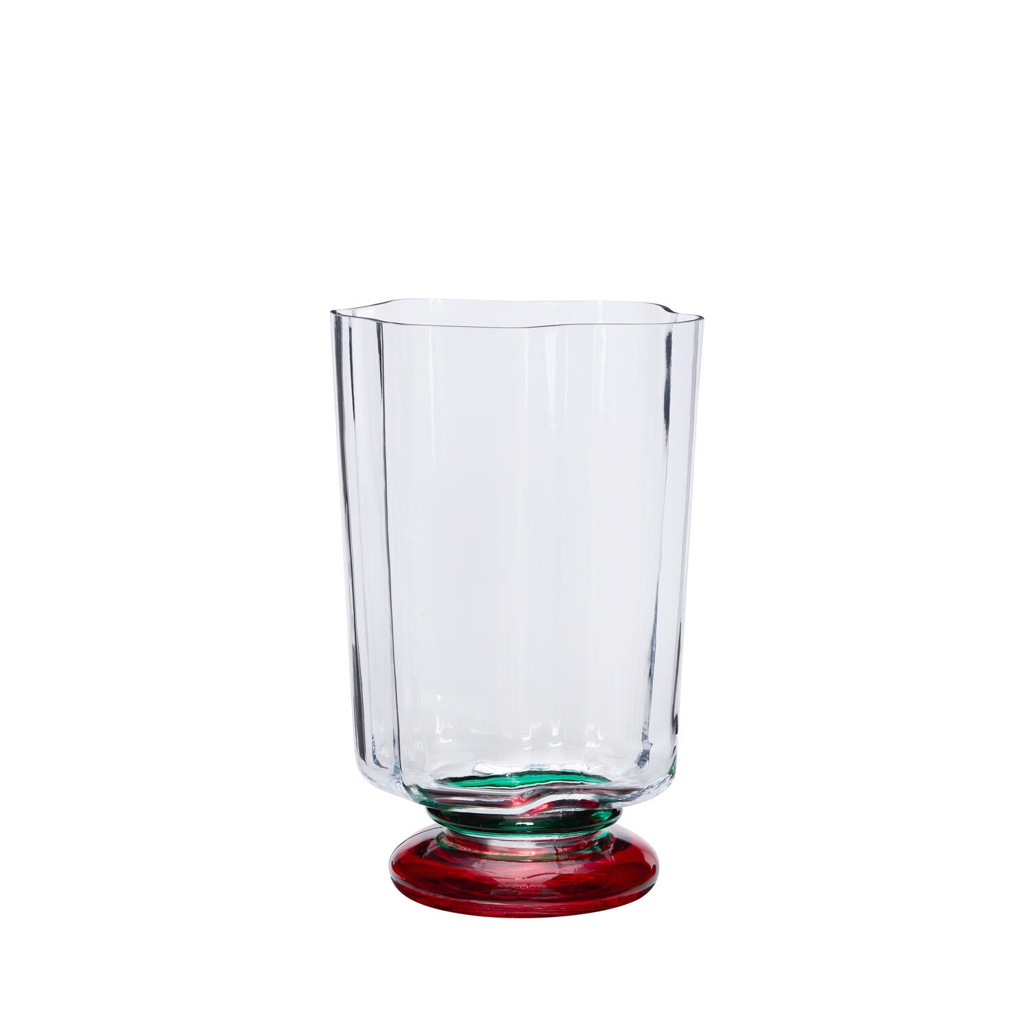 Verre vase, H28 cm - grøn/rød