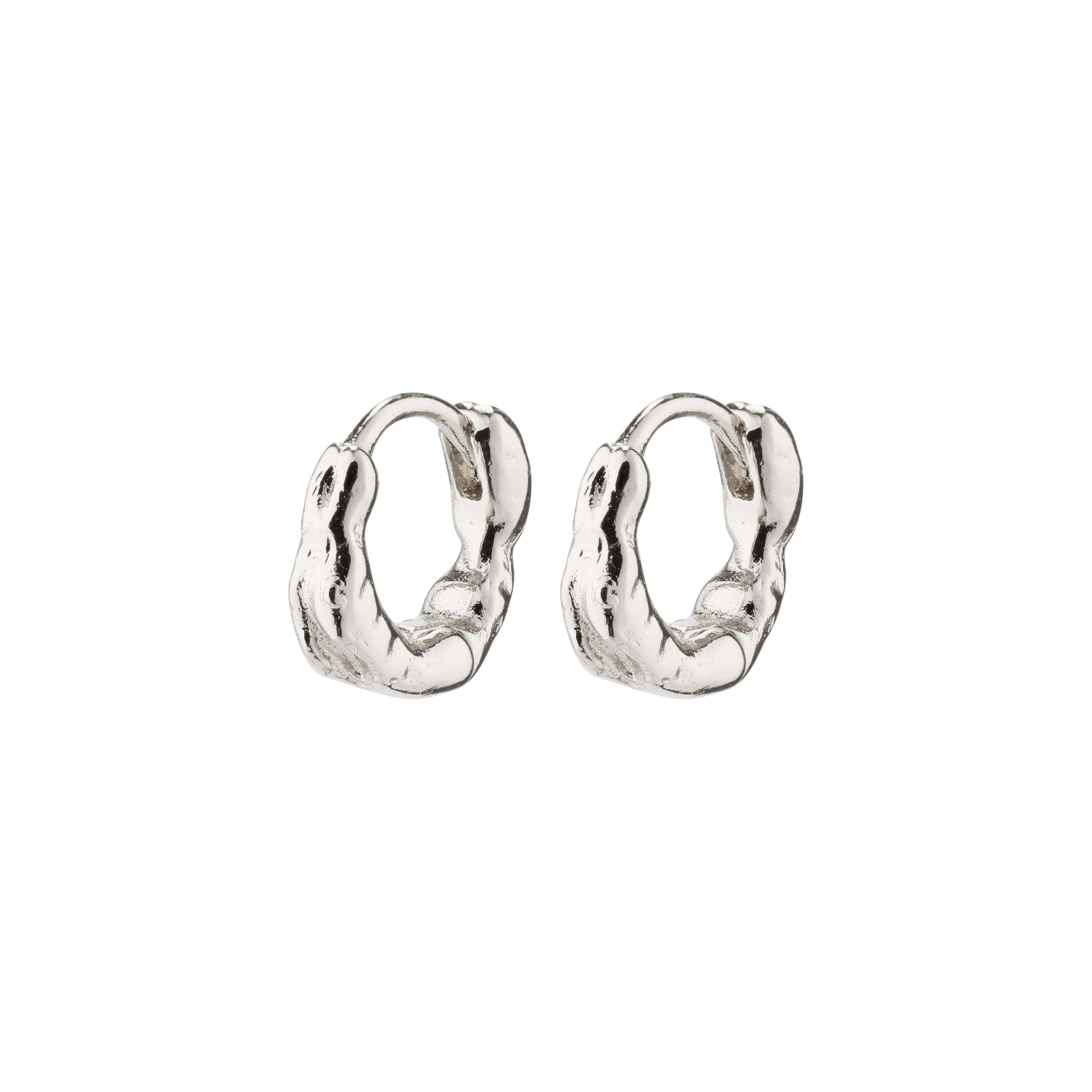 Eddy Organic Shaped huggie hoops, mini - sølvbelagt