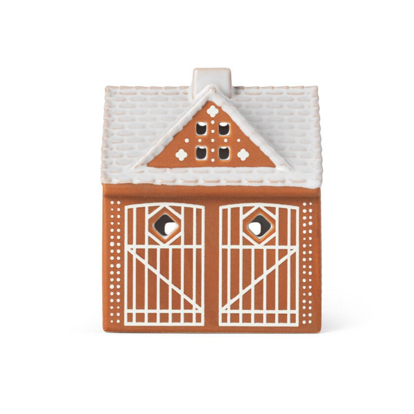 Gingerbread Lyshus Julestald, brun - H11.5 cm.