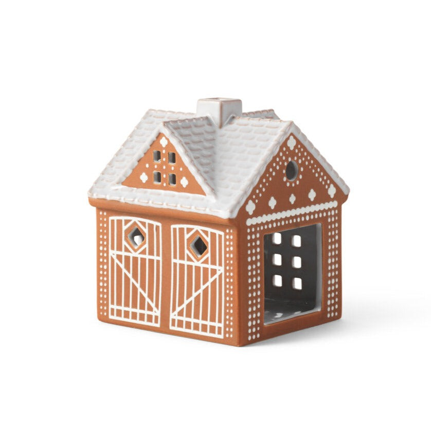 Gingerbread Lyshus Julestald, brun - H11.5 cm.