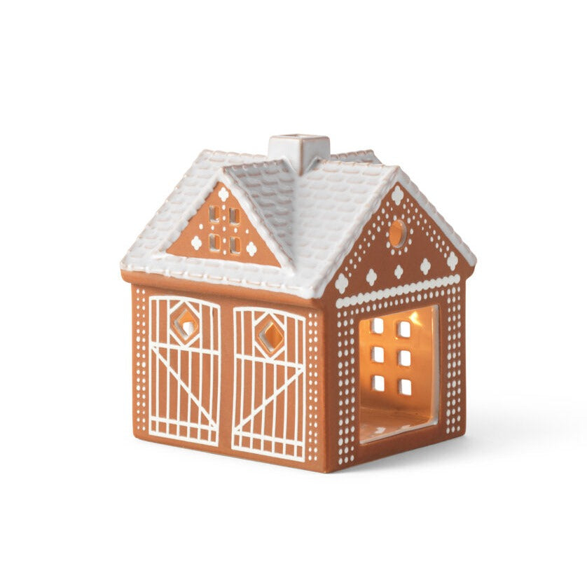 Gingerbread Lyshus Julestald, brun - H11.5 cm.