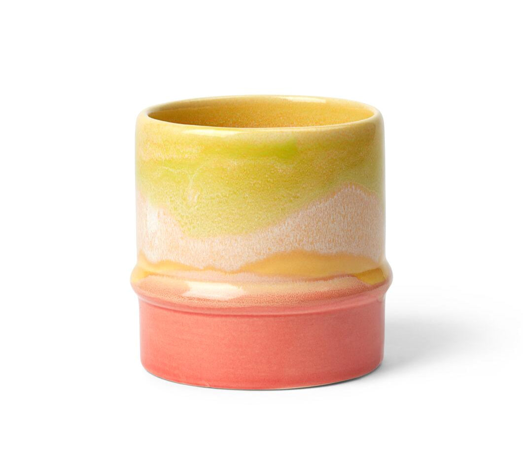 Poppery krus,  yellow/apple green/pink - 36 cl