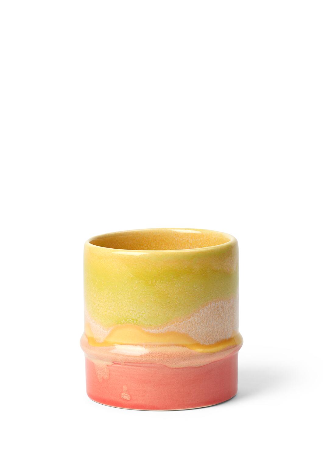 Poppery krus,  yellow/apple green/pink - 36 cl