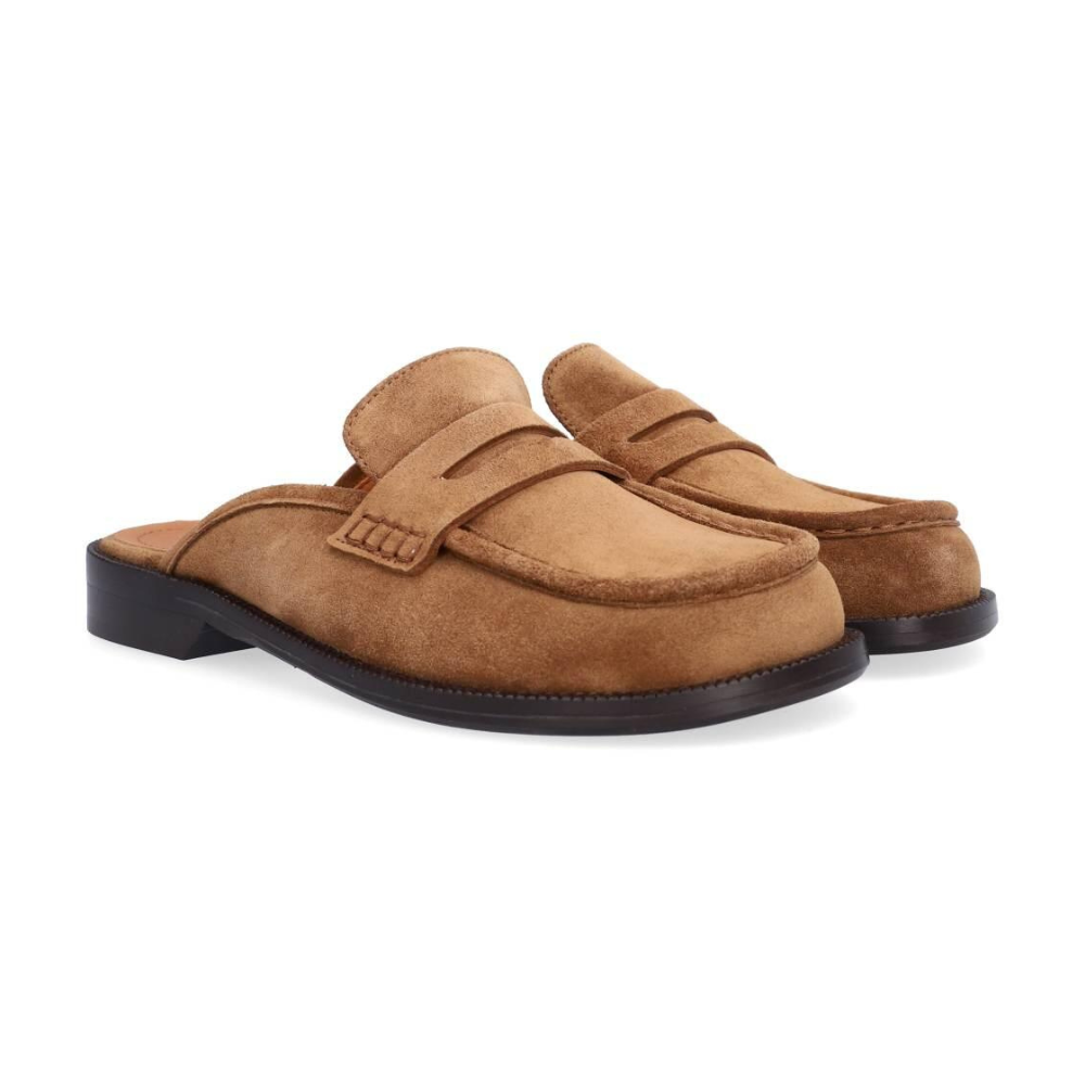 Mule loafers - Tabac babysilk suede 555