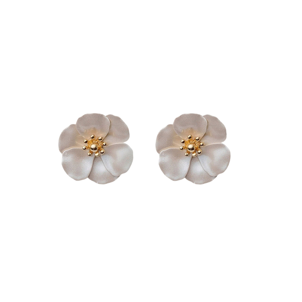 Flower ørestikker, small - Pearl Beige
