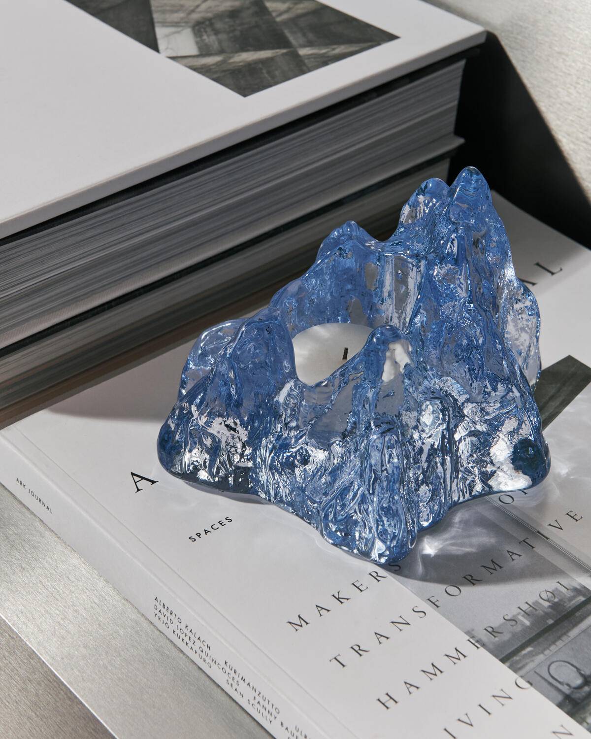 The Rock ljuslykta lysestage, Iice Blue - H9 cm