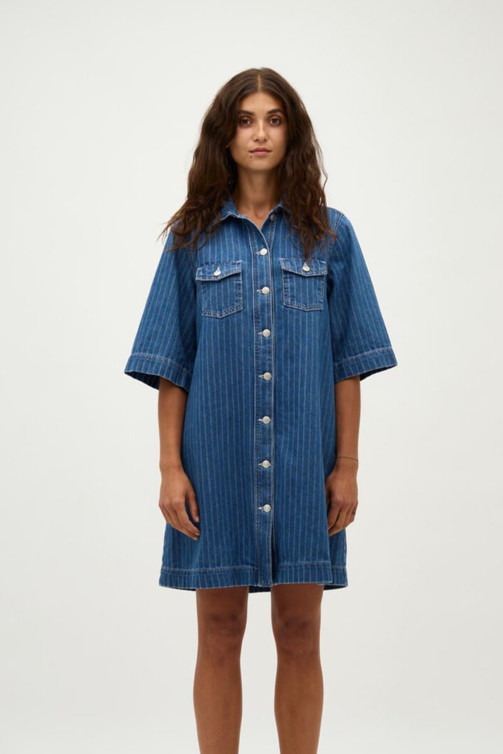 Mira denimkjole - P52 Midt blue stripe