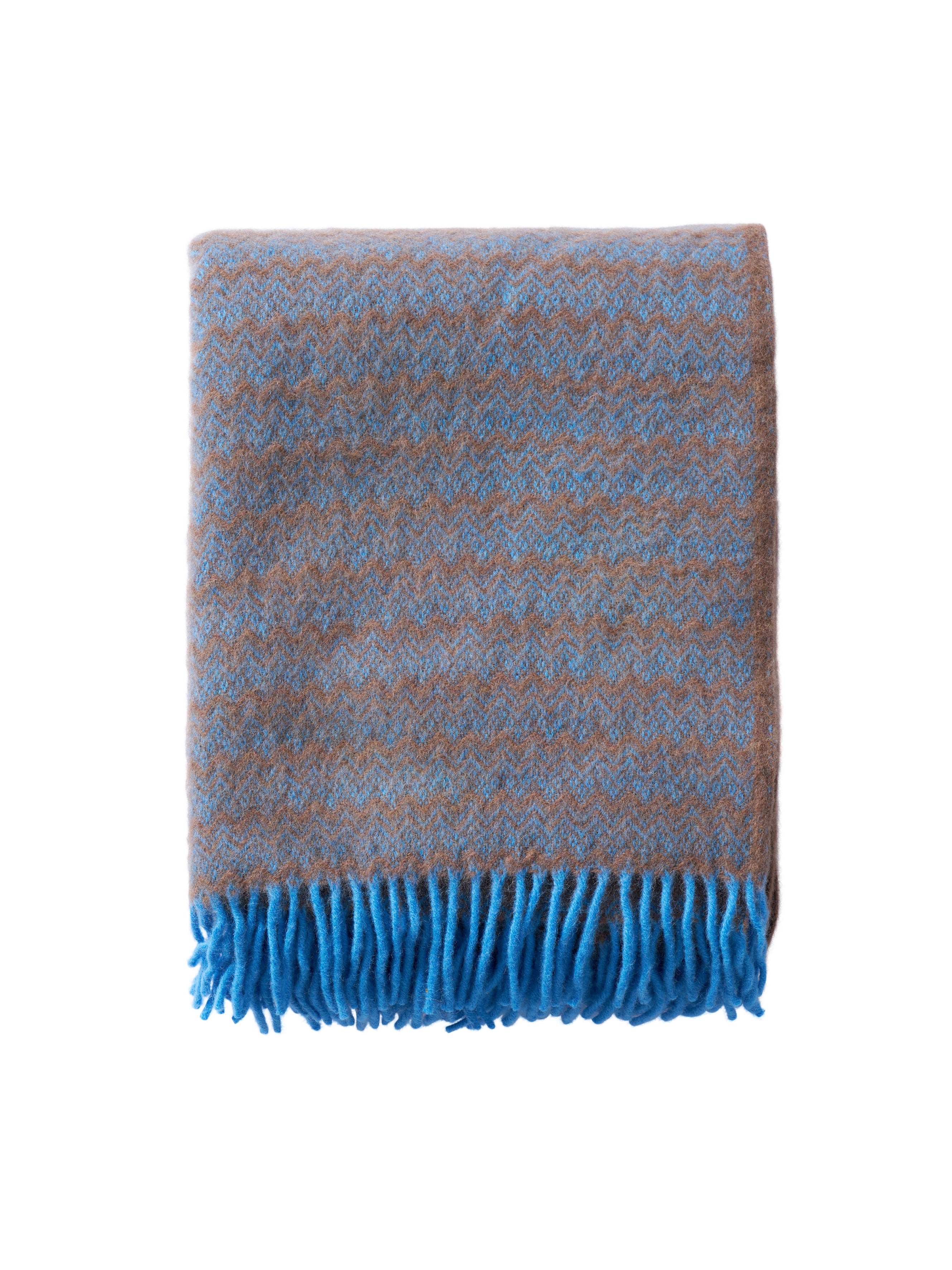 Otto uldtæppe, Sky Blue/Brown - 130x180 cm.