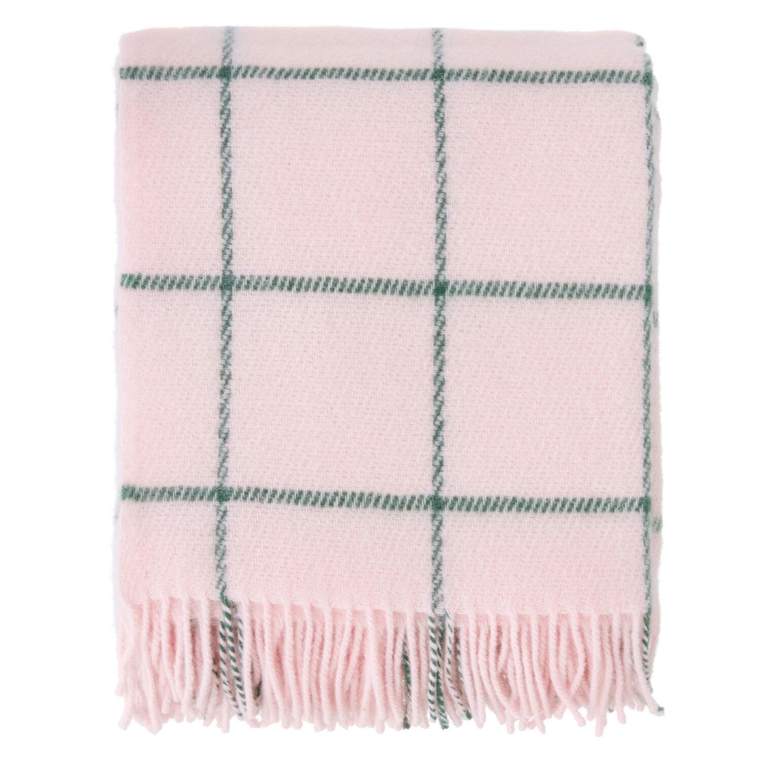 Klara uldtæppe, rosa ternet - 130x180 cm.