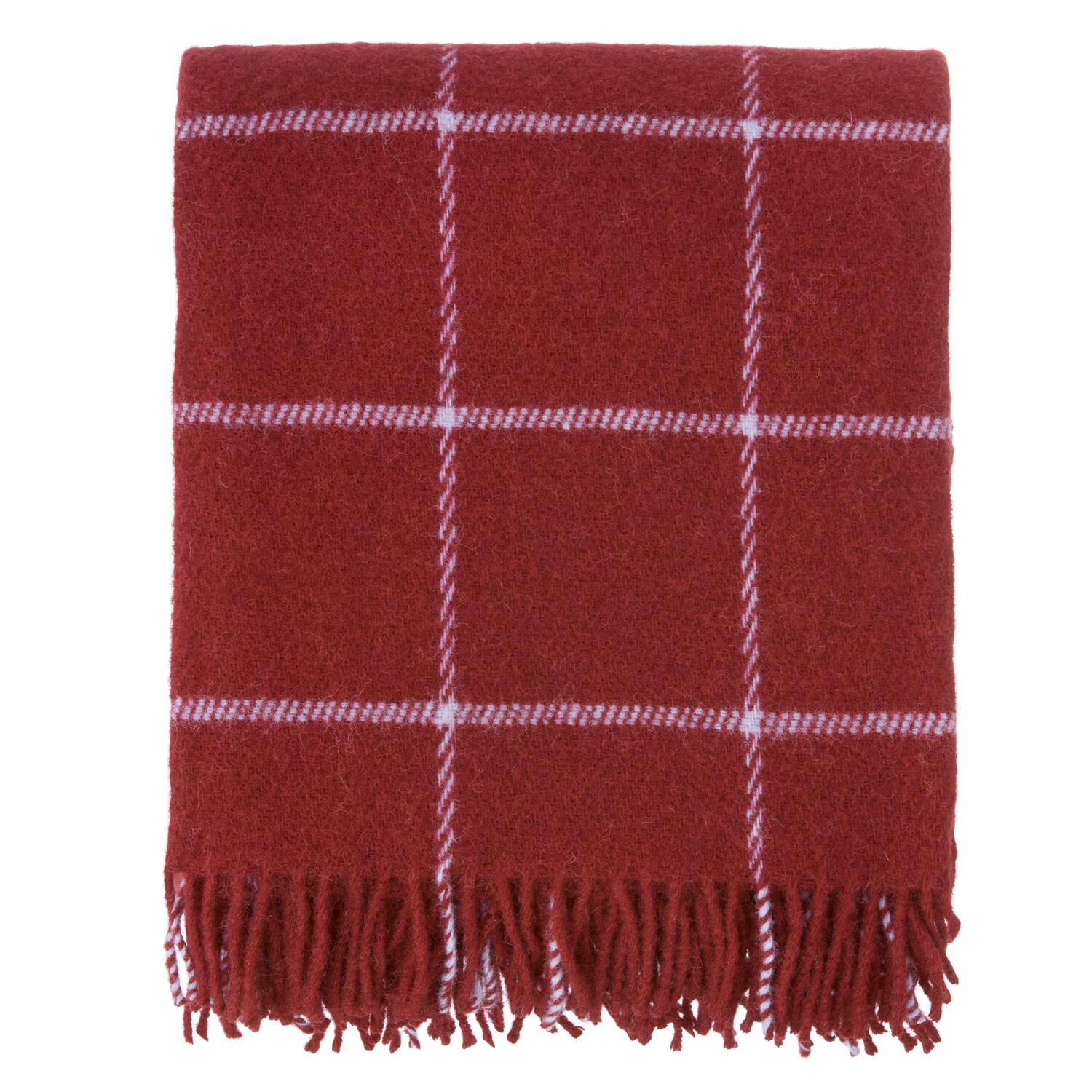 Klara uldtæppe, bordeaux ternet - 130x180 cm.