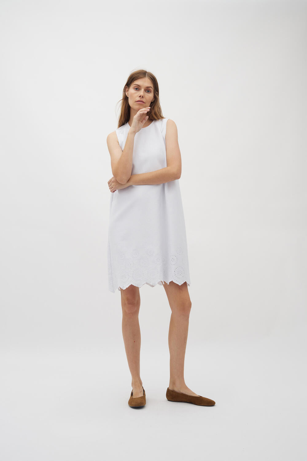 Rhiann Scallop kjole - hvid
