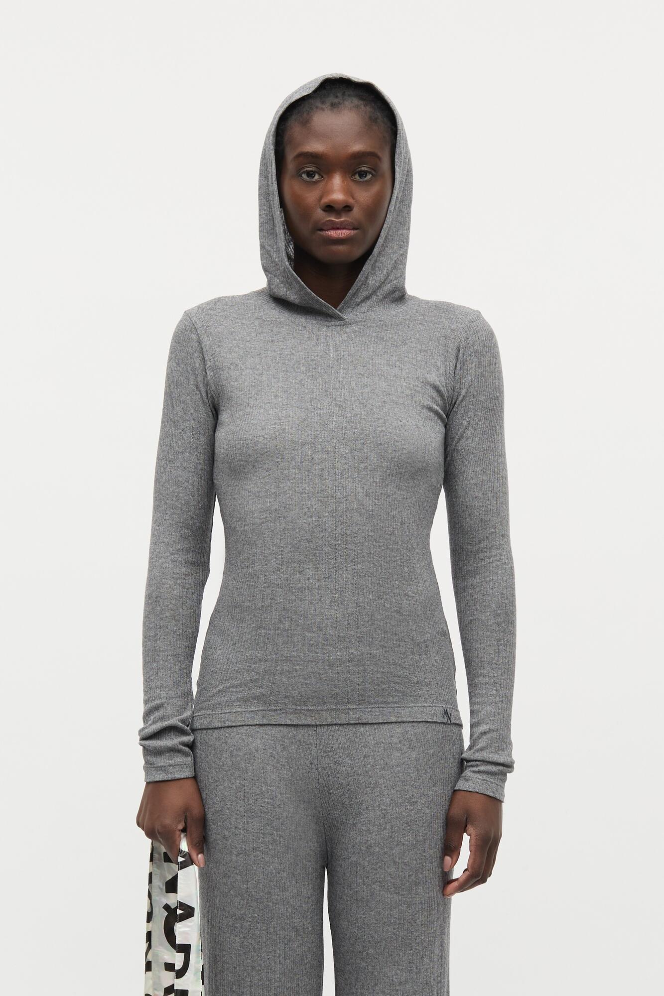 Point Wool Tilla Hood langærmet t-shirt - Grey Melange