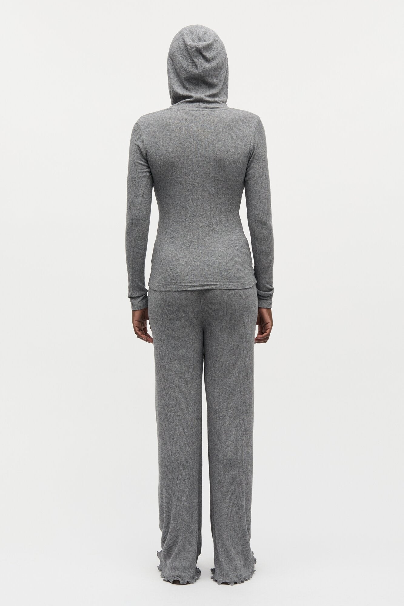 Point Wool Tilla Hood langærmet t-shirt - Grey Melange