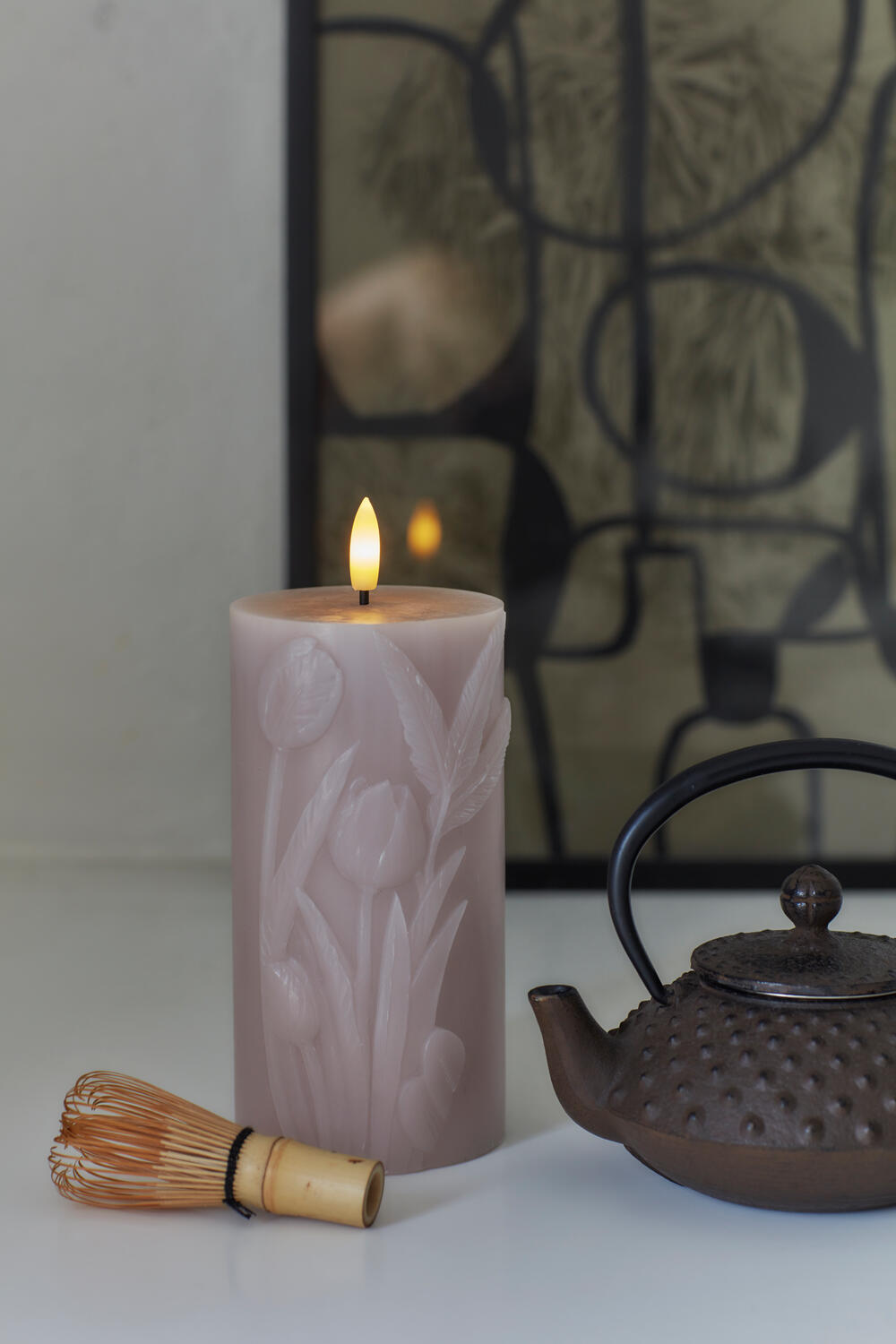 Tulisa LED stearinlys - Mauve Pink