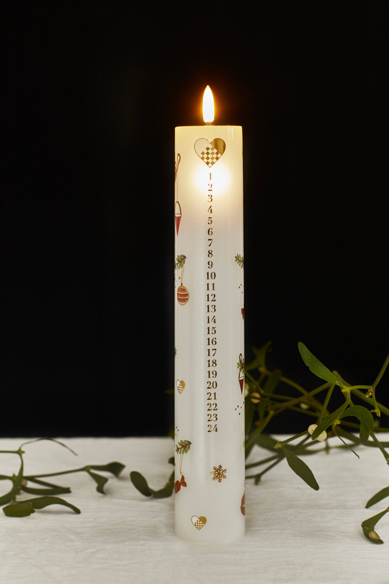 Mie kalenderlys - hvid