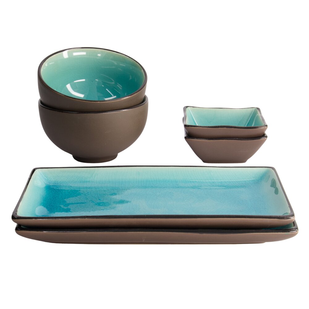 Sushi sæt, Glassy Turquoise - 8 dele