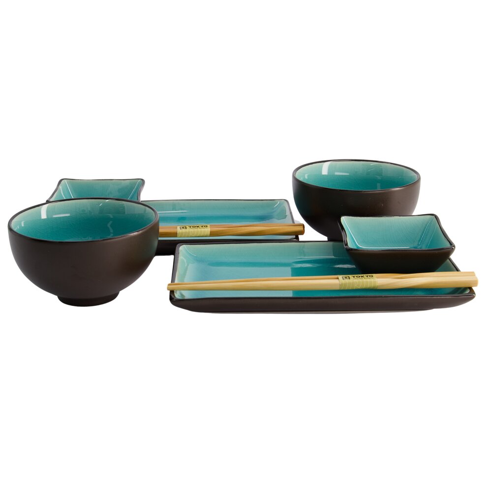 Sushi sæt, Glassy Turquoise - 8 dele