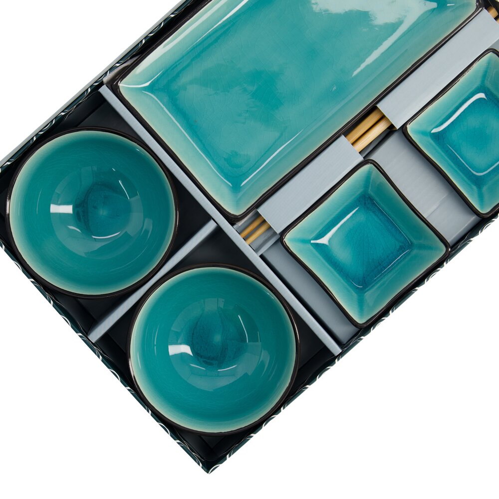 Sushi sæt, Glassy Turquoise - 8 dele