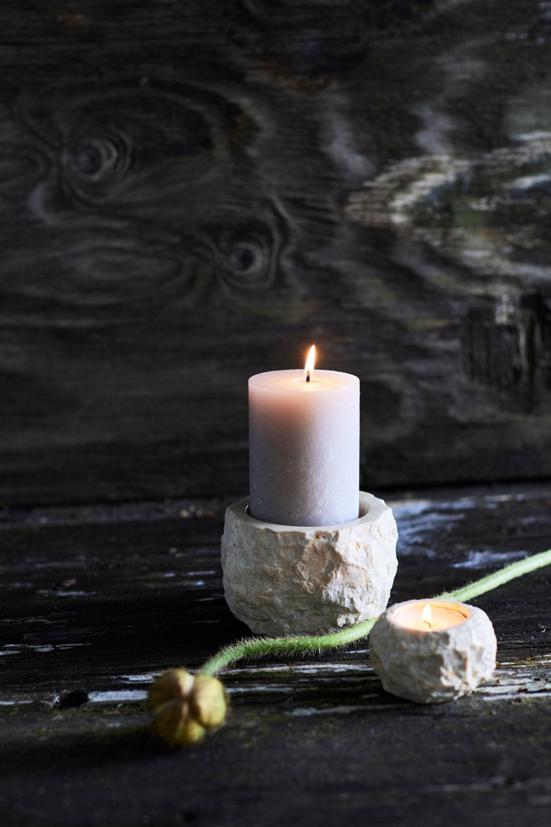 Batu lysestage, stor - Creme