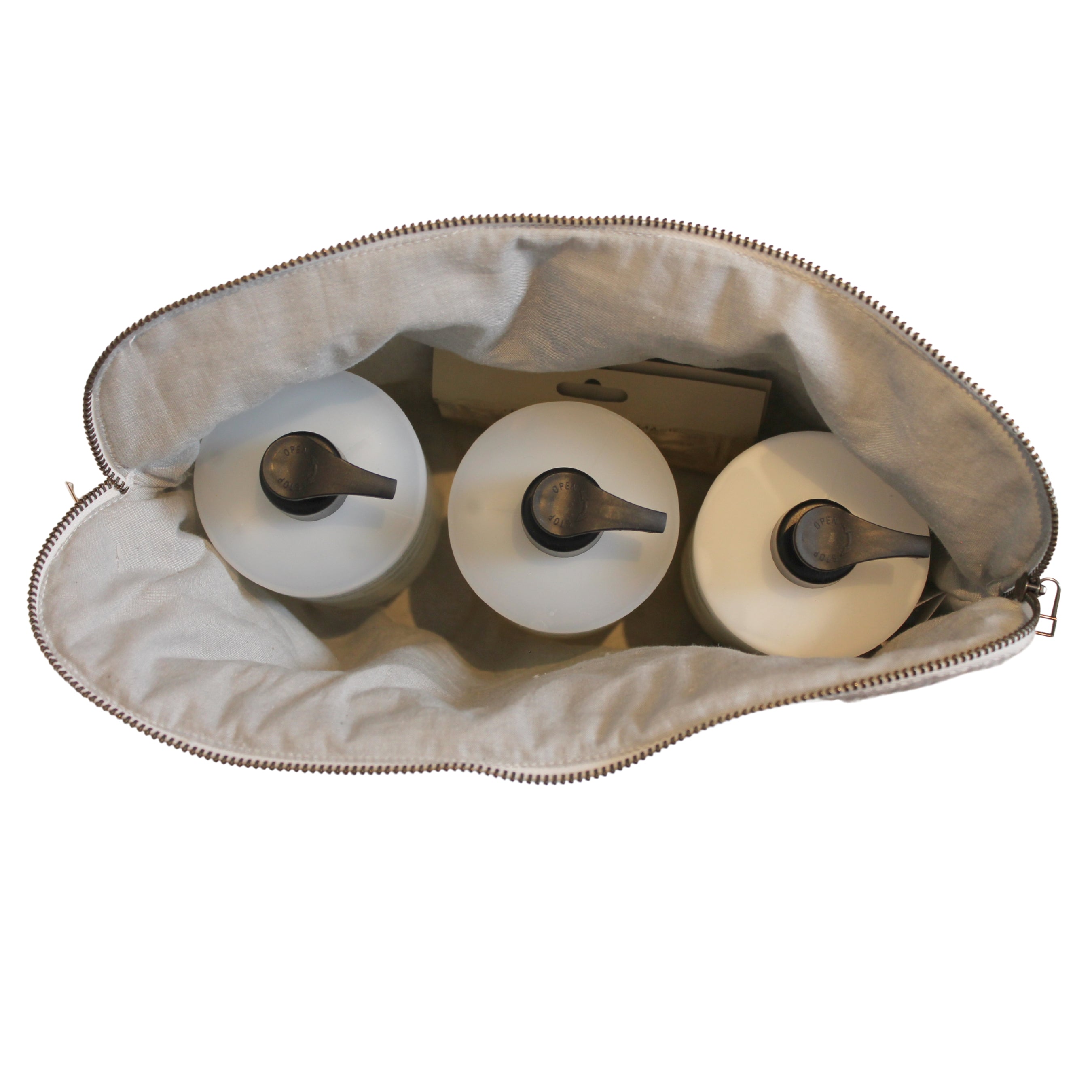 Mini Strib makeuppung - lys grå