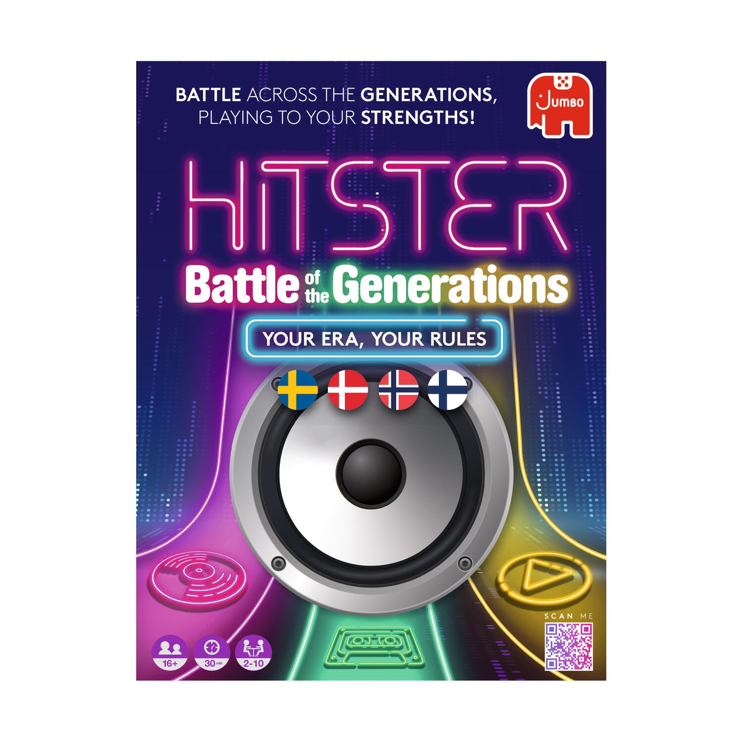 Hitster Battle of the Generations selskabsspil, 420 kort - Nordisk udgave