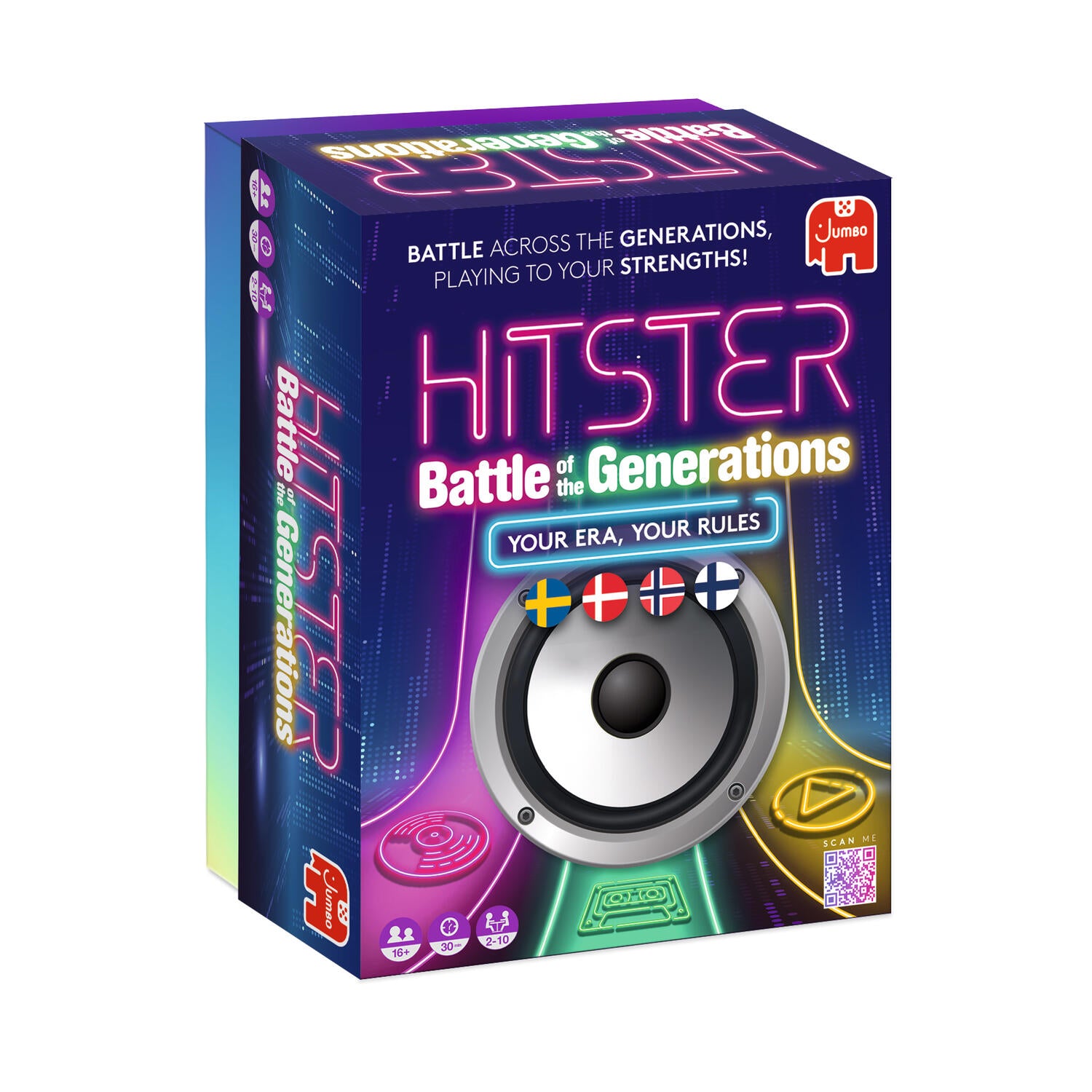 Hitster Battle of the Generations selskabsspil, 420 kort - Nordisk udgave