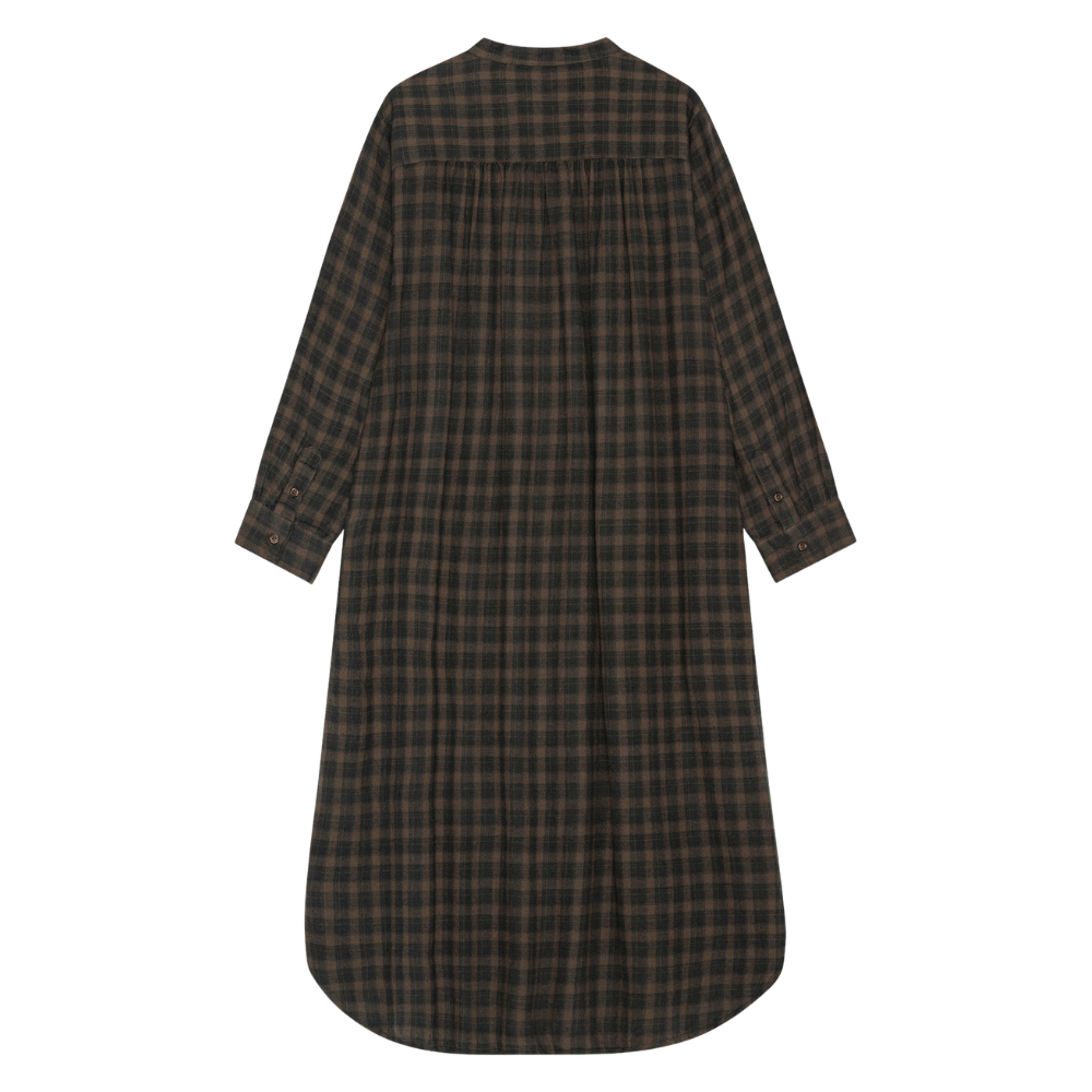 Laurel Check skjortekjole – Stone Brown/Moonless Night
