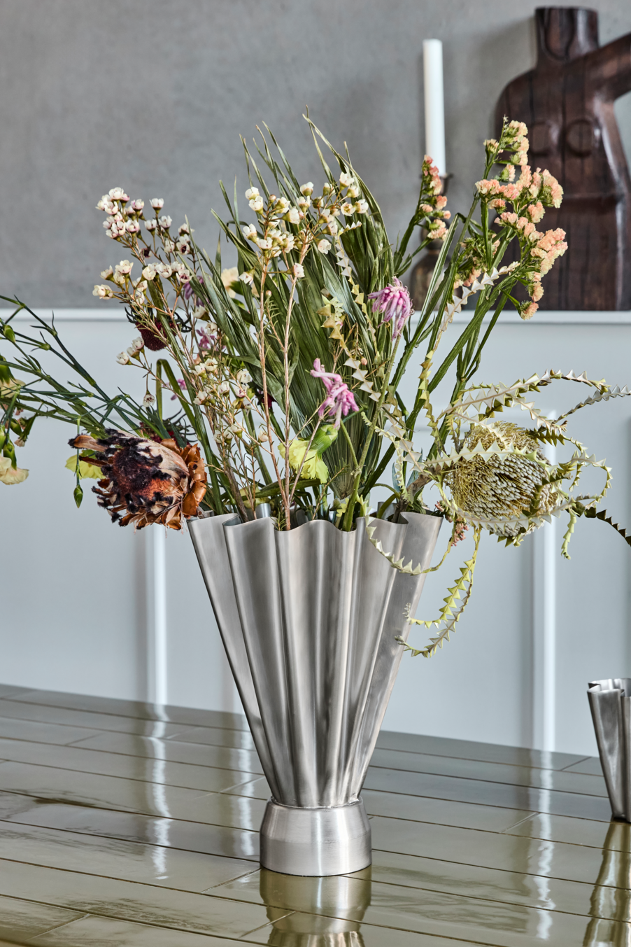 Flood vase, Børstet Sølvfinish  - H33 cm